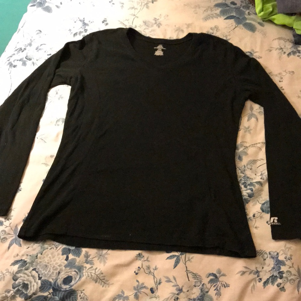 Black shirt.